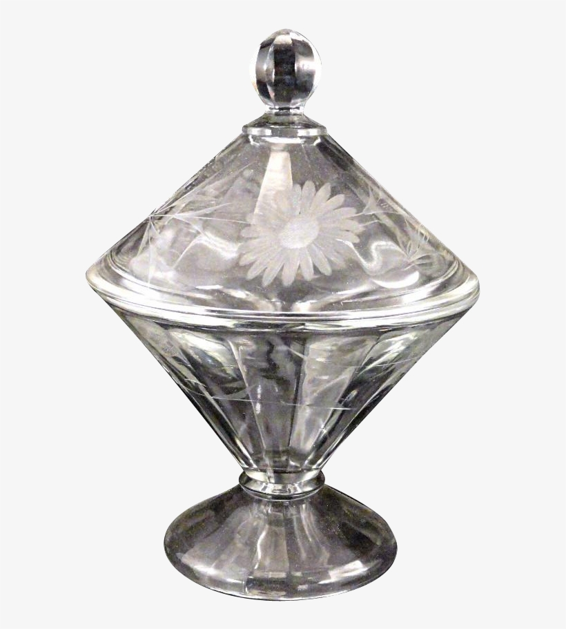 Vintage 1920's Art Deco Aster Etch Depression Glass - Art, transparent png #5884328
