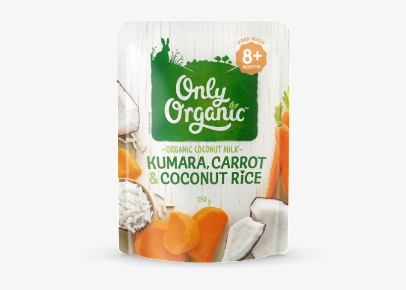 Only Organic Kindy Kumara, Carrot & Coconut Rice - Only Organic Creamy Rice Pudding Pouch 120g, transparent png #5886308