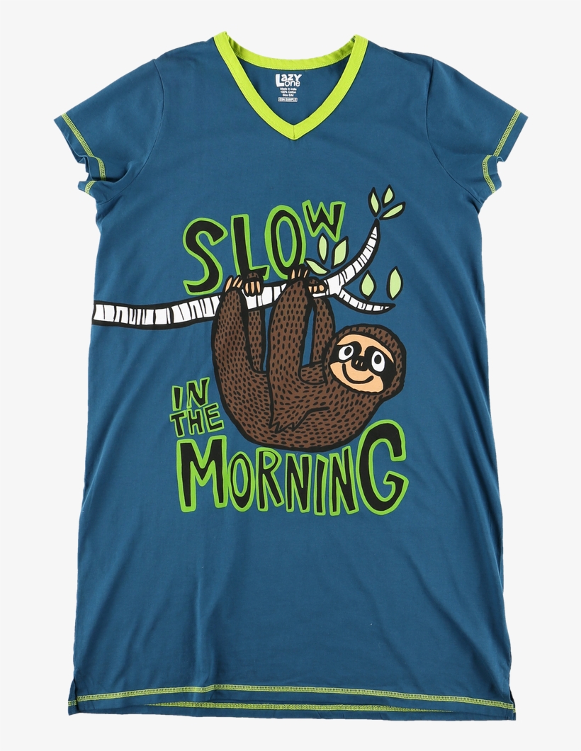 V-neck Nightshirt Image - Sloth Sleepshirt - L/xl, transparent png #5887202