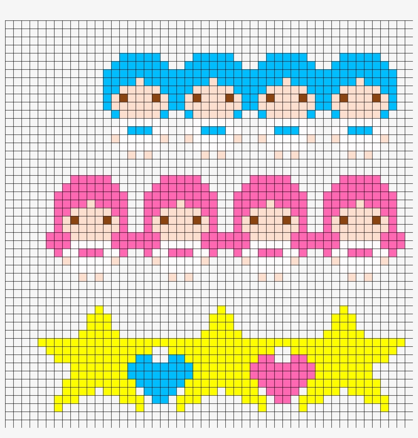 3 Little Twin Stars Perler Cuffs Perler Bead Pattern - Little Twin Stars Hama Beads, transparent png #5888444