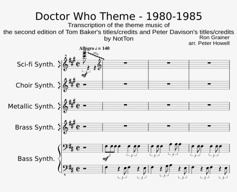 Print - Doctor Who Howell Theme Sheet Music, transparent png #5891260