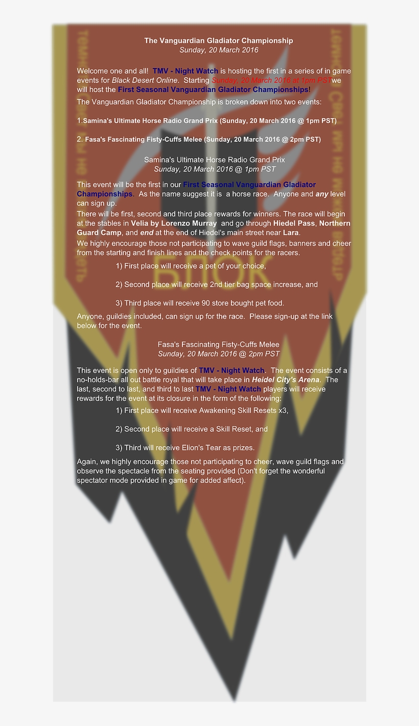 First Seasonal Vanguardian Gladiator Championship - Poster, transparent png #5892447