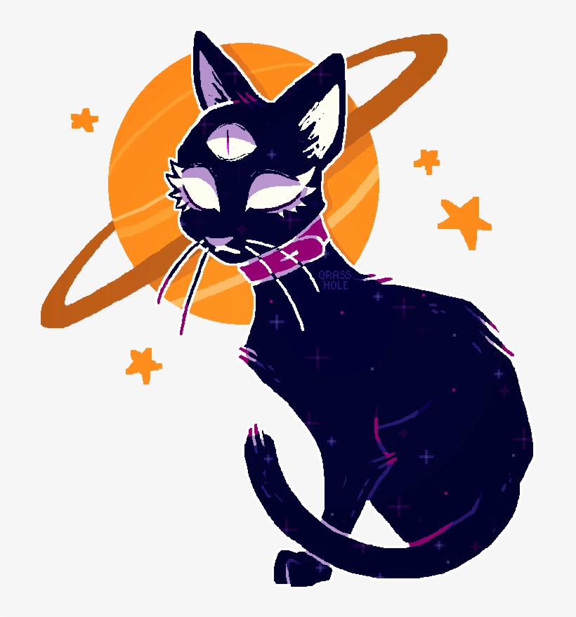 Clipart Transparent Library Cosmos Drawing Aesthetic - Aesthetic Cat Drawing, transparent png #5896377