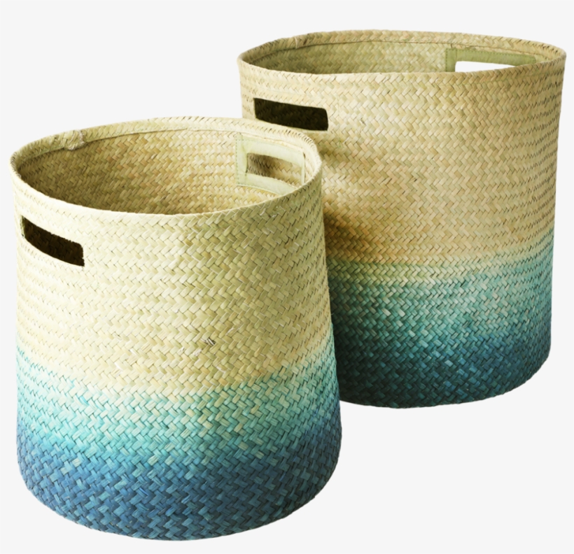 Seagrass Round Woven Storage Baskets In Gradient Blue - Basket, transparent png #5896807