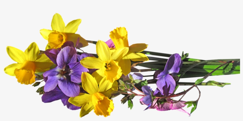 Flower, Bunch, Spring - Yellow Purple Flowers Png, transparent png #5897450