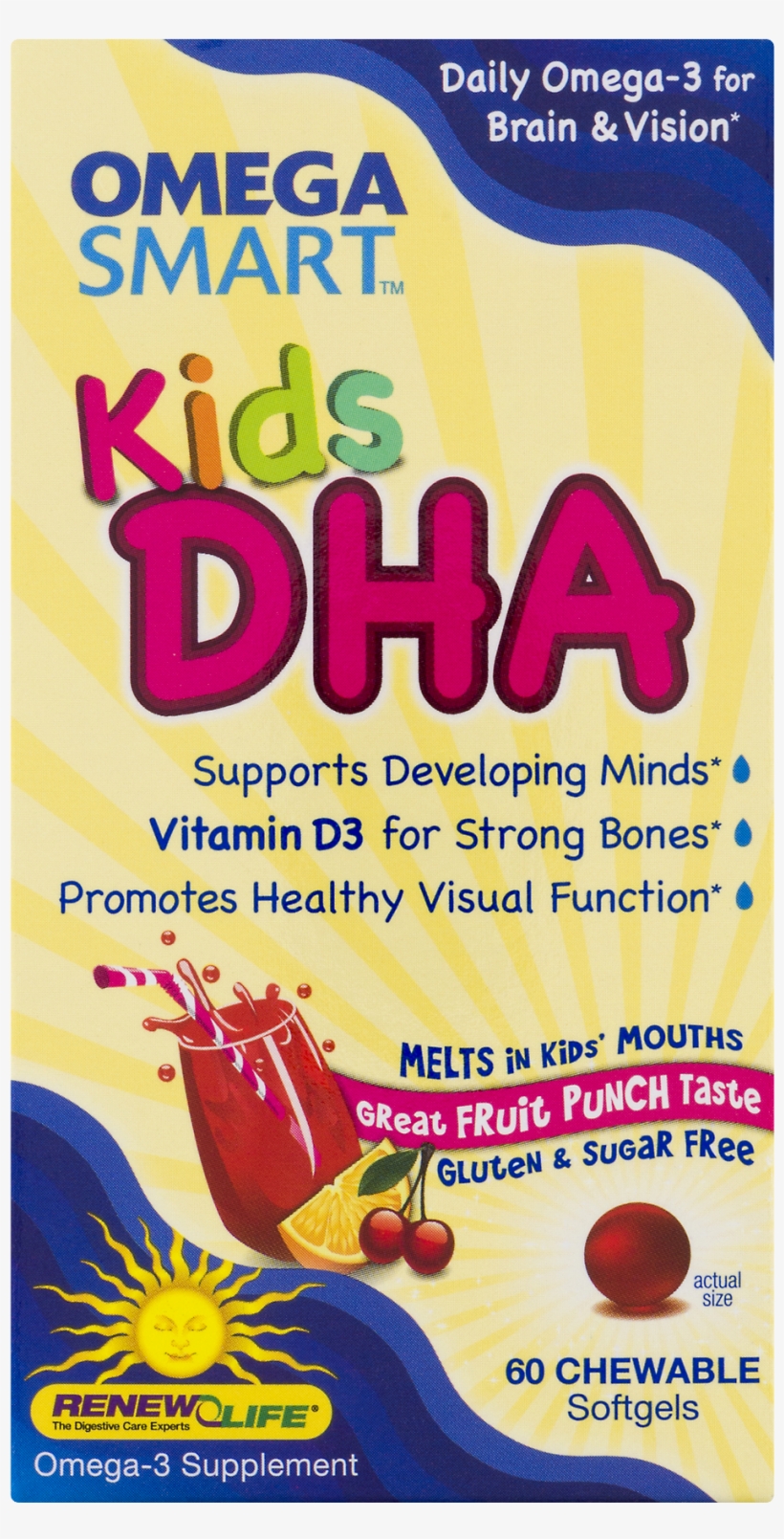 Renew Life Omega Smart Kids Dha Chewable Softgels Fruit - Renew Life Omega Smart Kids Dha, Chewable Softgels,, transparent png #5899849