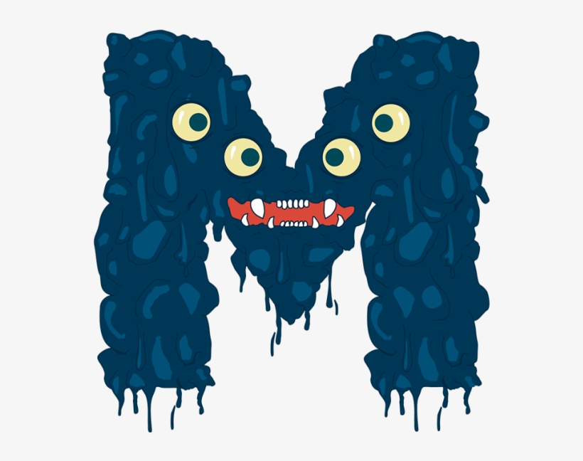 Funny Monster Font Letter M - Monster With Letter M, transparent png #590042
