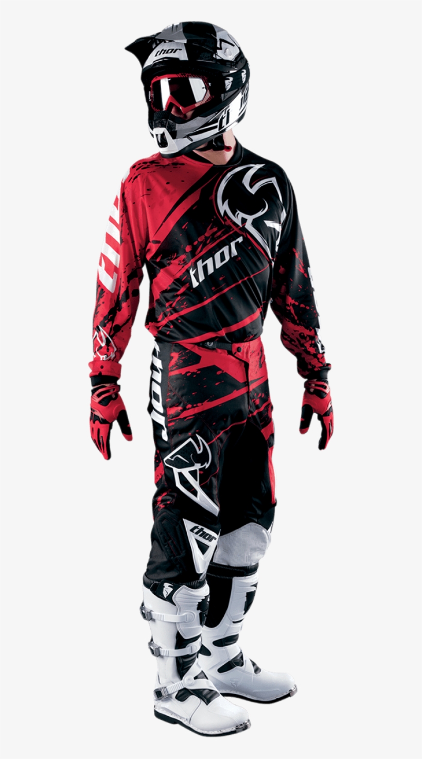 Thor Phase Splatter Red - Red Dirt Bike Outfit, transparent png #590043