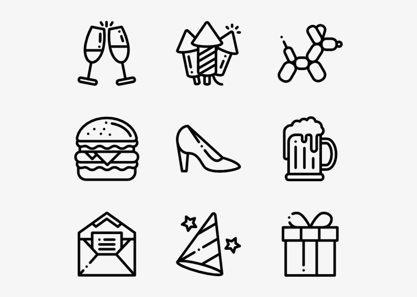 Party And Celebration - Hand Drawn Icons Png, transparent png #590139