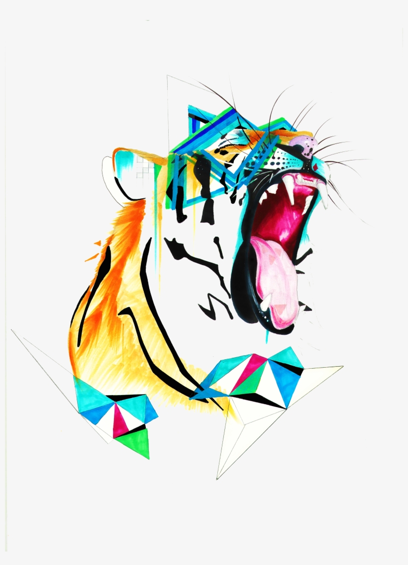 #abstract And #animal #art #tiger #cat #catsofinstagram - Abstract Tiger Drawings, transparent png #590394