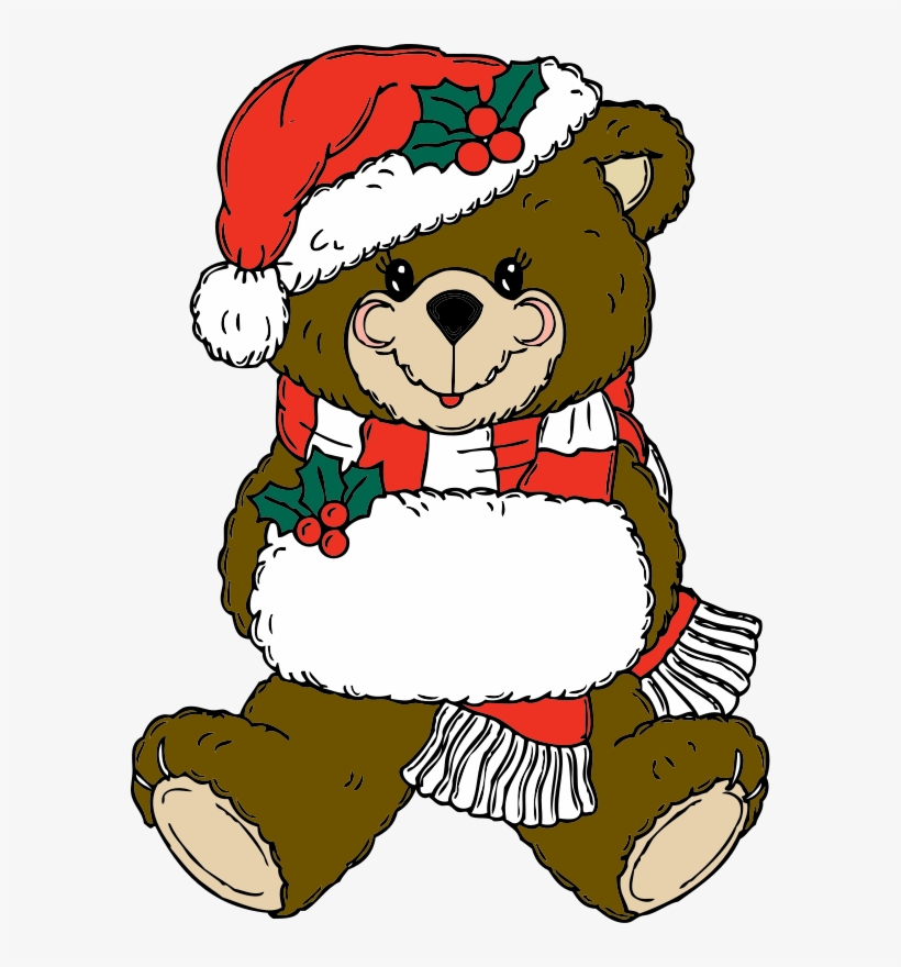 Vector Black And White Clip Art At Clker Com Vector - Christmas Teddy Bear Clip Art, transparent png #590539