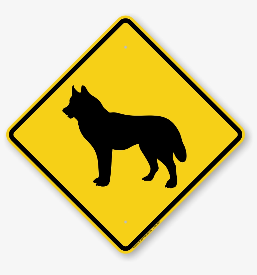 Husky Dog Symbol Crossing Sign - Road Sign With Car, transparent png #590884