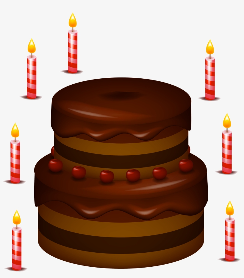 Chocolate Cake With Candles Png Clipart - Chocolate Birthday Cake Clipart, transparent png #591258