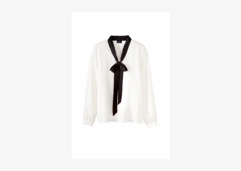Ladies' Neck Tie Blouse, White/black Bow - Damen Schluppenbluse - Esmara By Heidi Klum, transparent png #591418