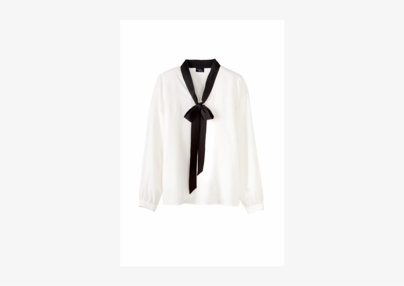 Ladies' Neck Tie Blouse, White/black Bow - Damen Schluppenbluse - Esmara By Heidi Klum, transparent png #591418