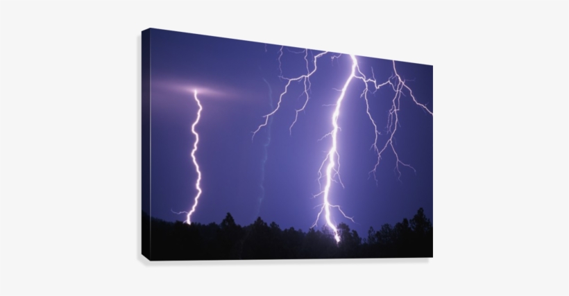Lightning Bolts In Night Sky Canvas Print - Lightning Sky Art, transparent png #591469