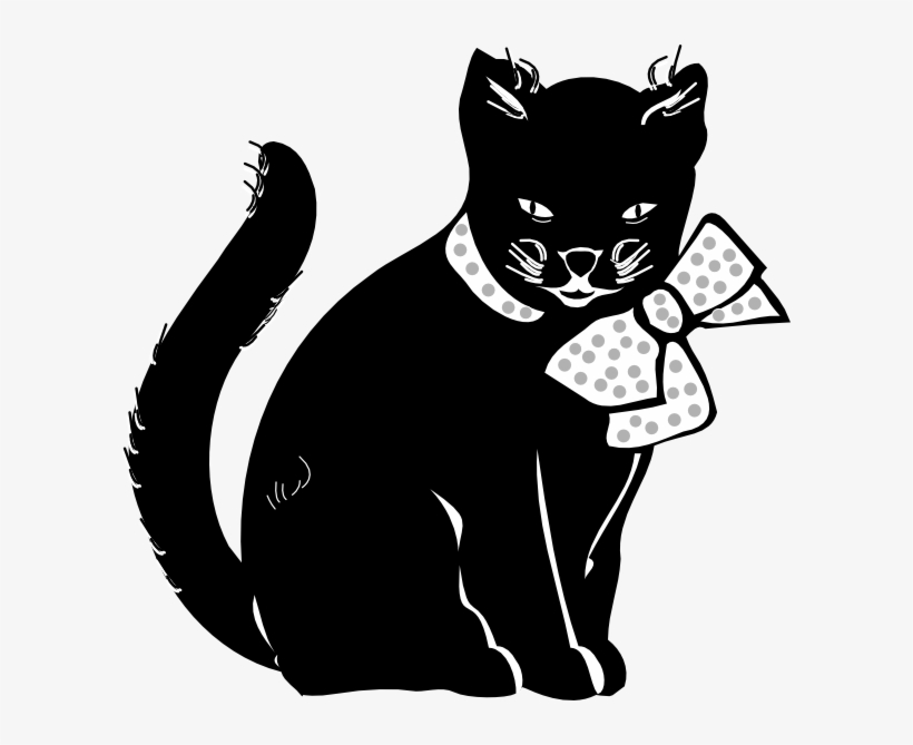 Black Cat With Bow Svg Clip Arts 600 X 589 Px, transparent png #591871