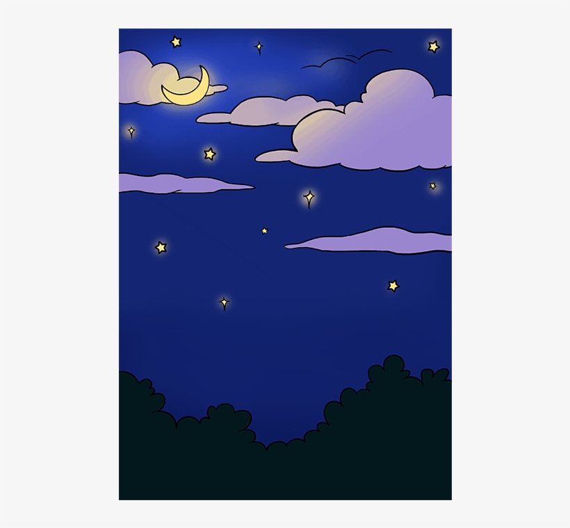 How To Draw Night Sky - Drawing, transparent png #592184
