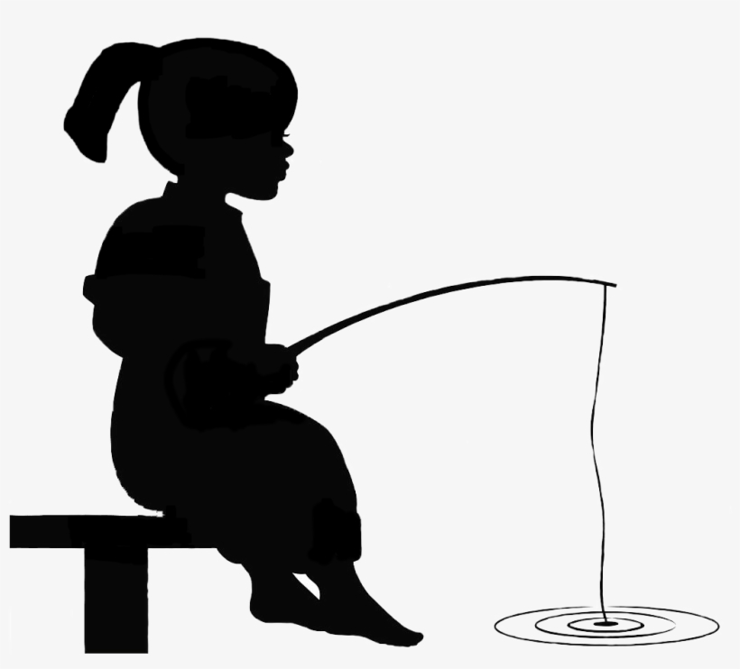 Girl Fishing Silhouette - Little Boy Fishing, transparent png #594201