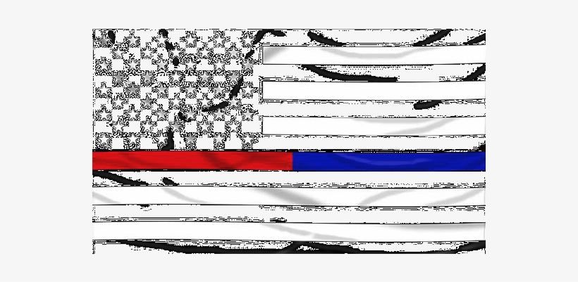 3'x5' Thin Blue & Red Line Black And White American - Thin Blue Line, transparent png #595625