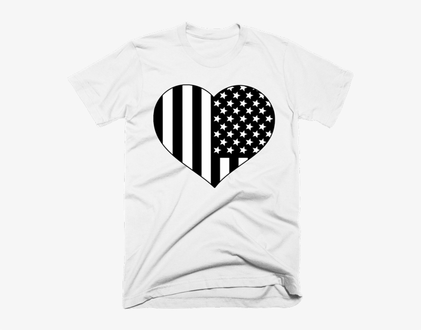 Black And White American Flag Heart Shirt - Kanye Attitude With Drake Feelings Hoodie Uk, transparent png #595781