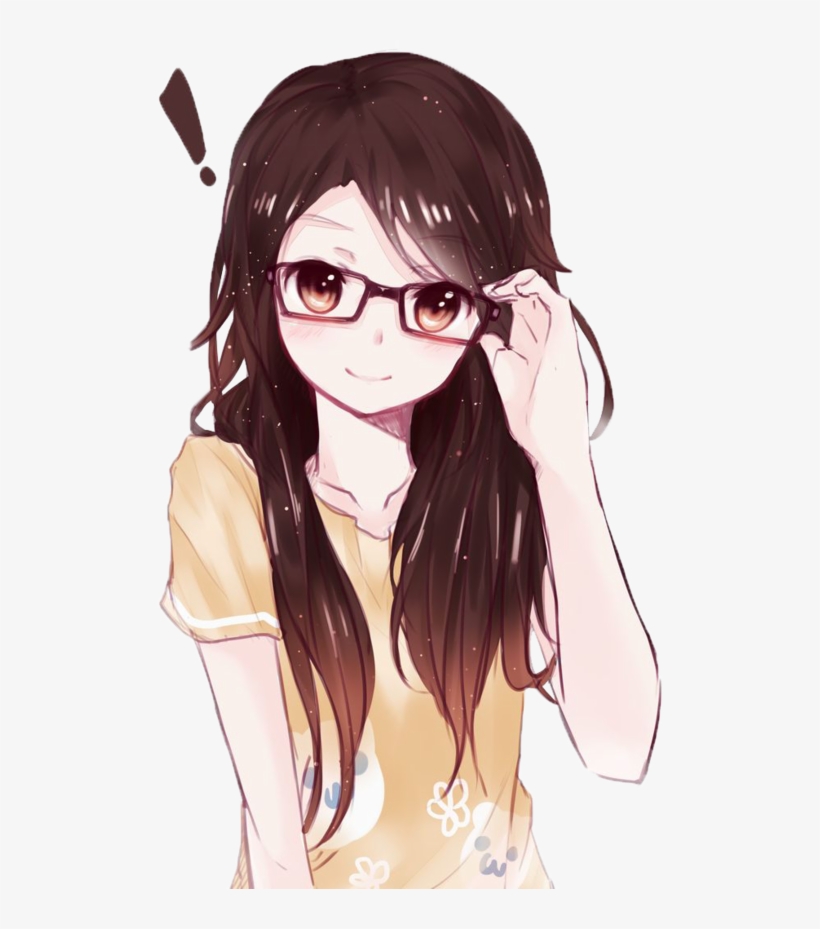 Emily Hardcastle - Brunette Anime Girl Glasses, transparent png #596918