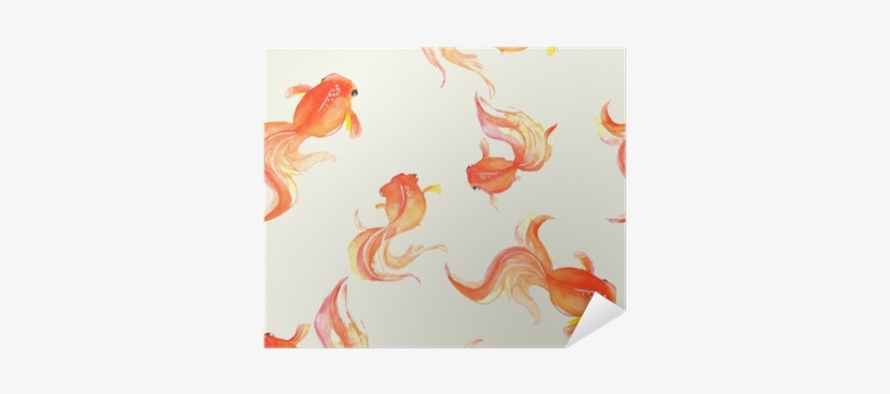 Seamless Background With Hand Drawn Goldfish - Goldfish Watercolor, transparent png #597248