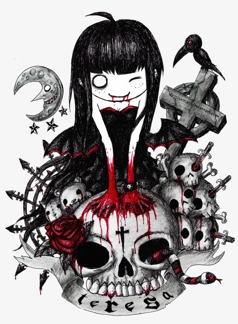 Vector Transparent Library Alice Drawing Creepy - Emo Dibujos, transparent png #597746