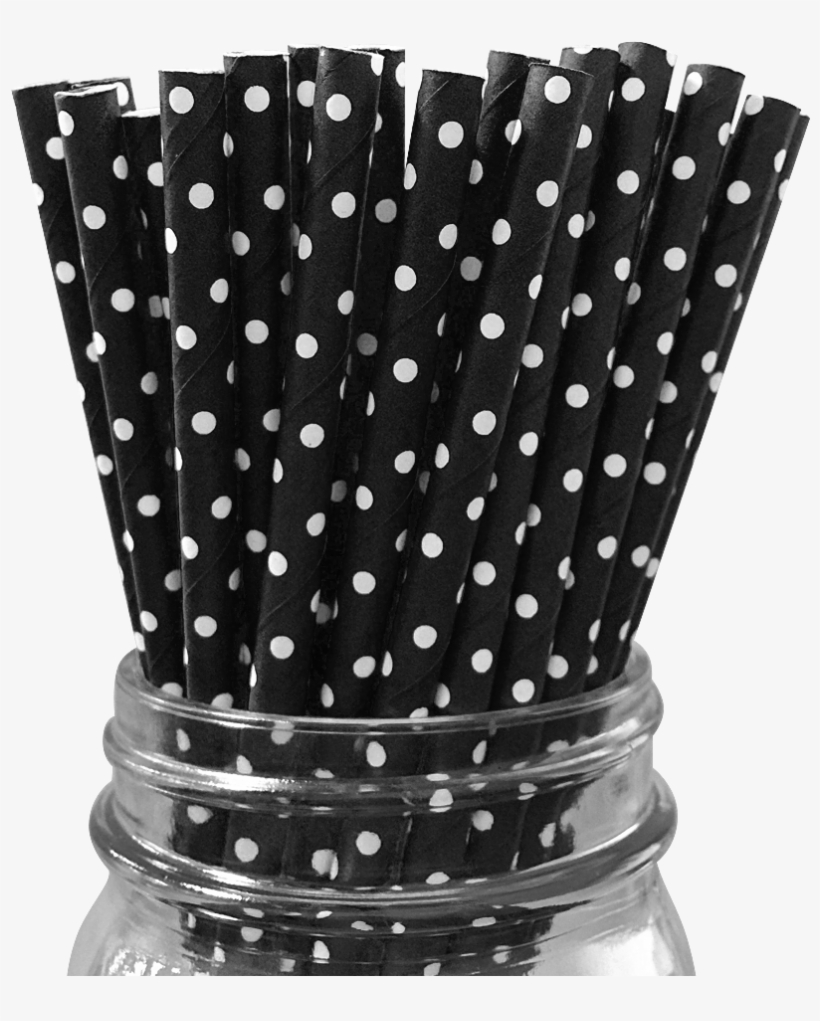 Mini Black With White Polka Dot 25pc Paper Straws - Red And White Dot Paper Straws, transparent png #598097