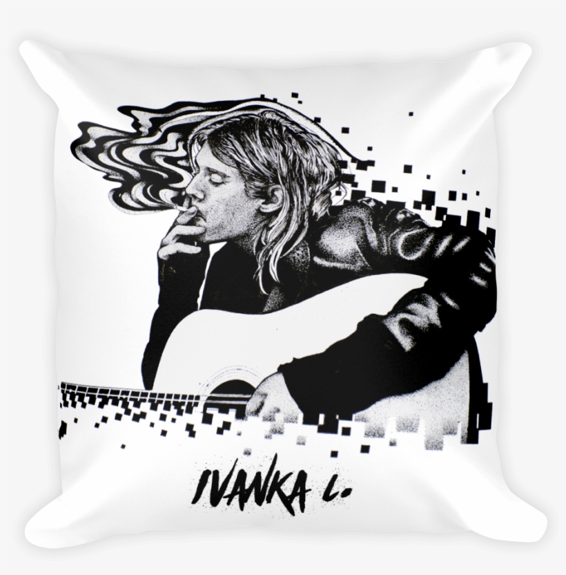 Kurt Cobain Smoking Square Print Pillow - Kurt Cobain Print Png, transparent png #598449
