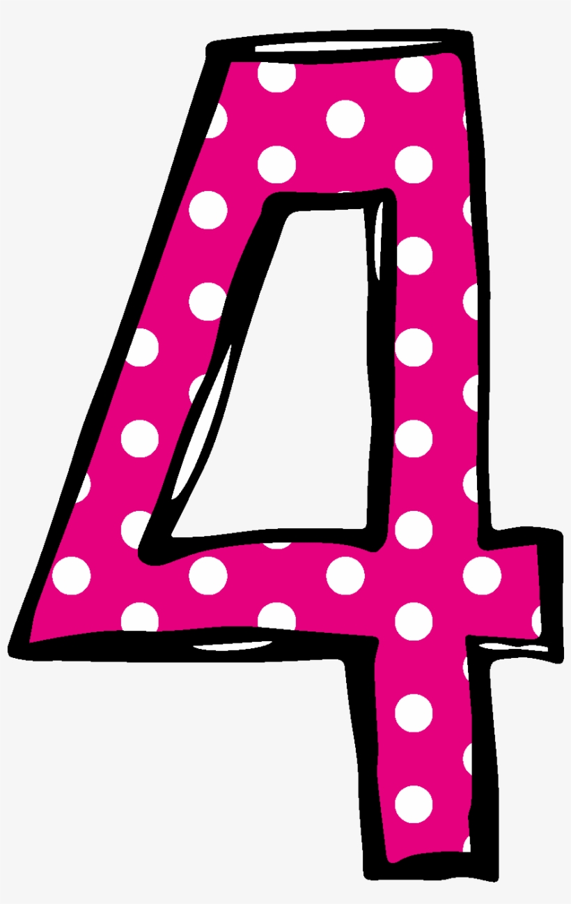 Polka Dot Number 2 Birthday Clipart - Number 4 Clipart, transparent png #598668