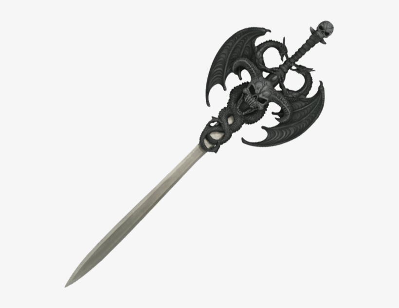 Demon Dragon Sword Plaque - Dragon Sword Png, transparent png #599423