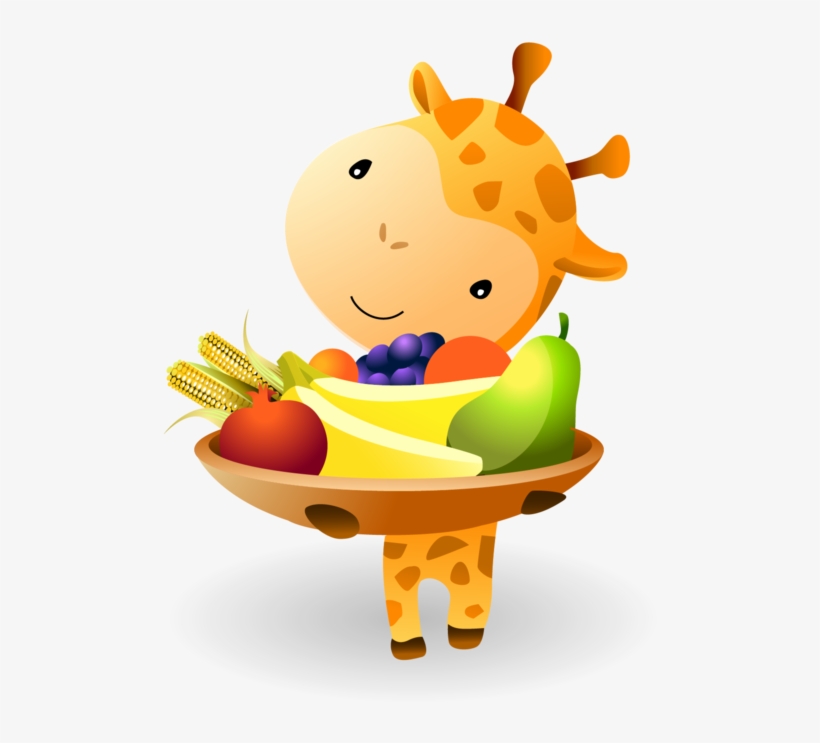 Kwanzaa Baby Giraffe Holding A Mazao - Fruit, transparent png #599765