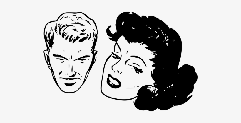 Cartoon Hards Man Retro People Vintage Wom - Black And White Cartoon Png, transparent png #599966