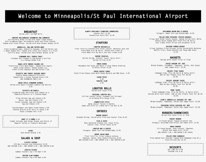 Smack Shack Msp Airport Menu - Smack Shack, transparent png #5900013