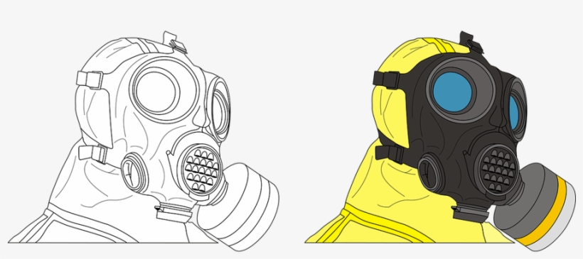 Radiation Drawing Gas Mask Png Black And White Download - Gas Mask, transparent png #5900066