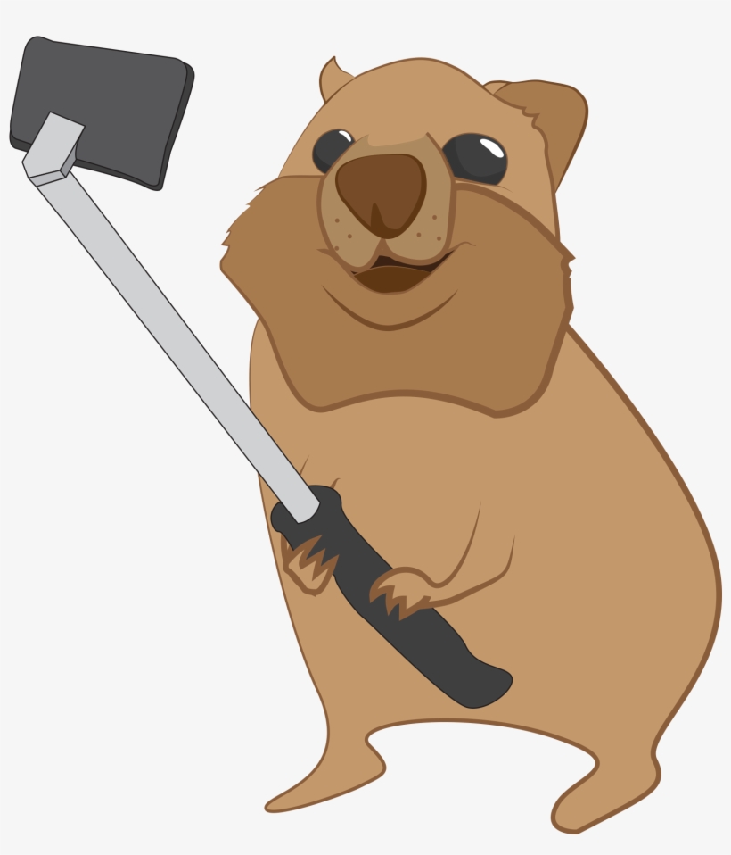 Quokka With Selfie Stick - Quokka Cartoon Transparent, transparent png #5901027