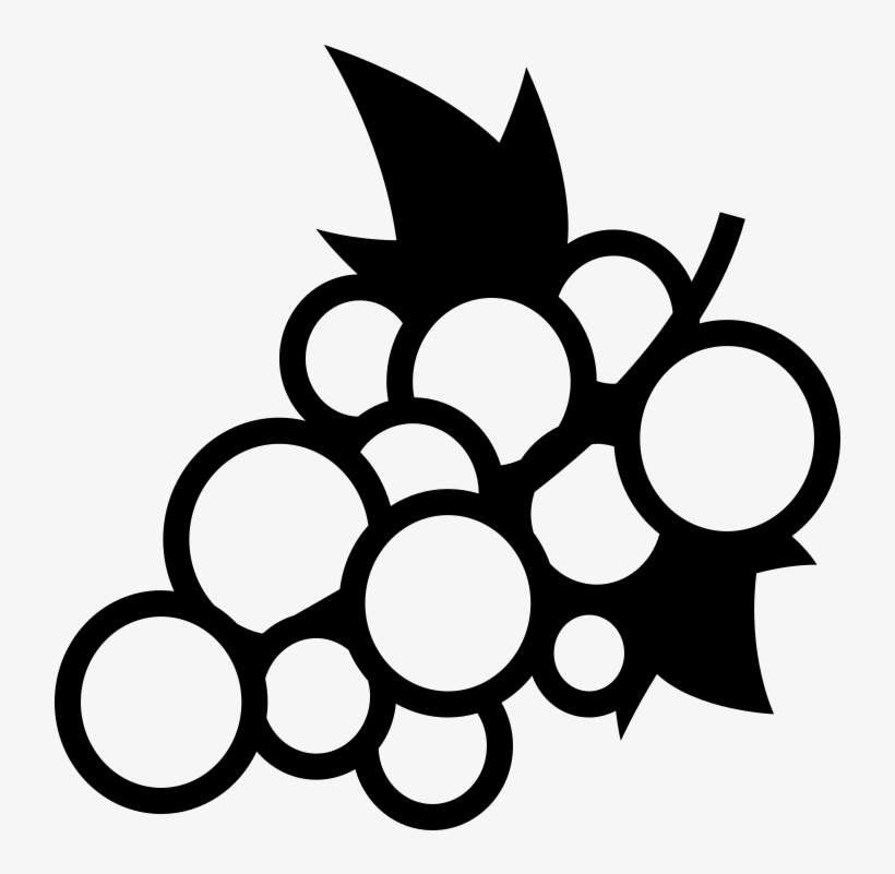 Emojione Bw 1f347 - Grape Emoji Black And White, transparent png #5901381