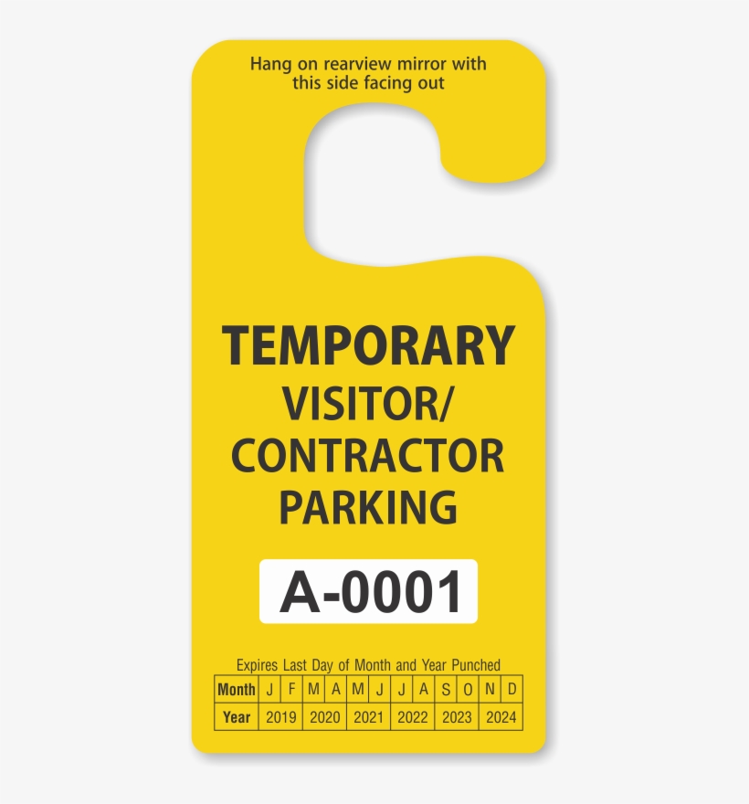 Visitor/contractor Parking Permit Rearview Mirror Jumbo - Parking Permits With Hole Punch, transparent png #5901751