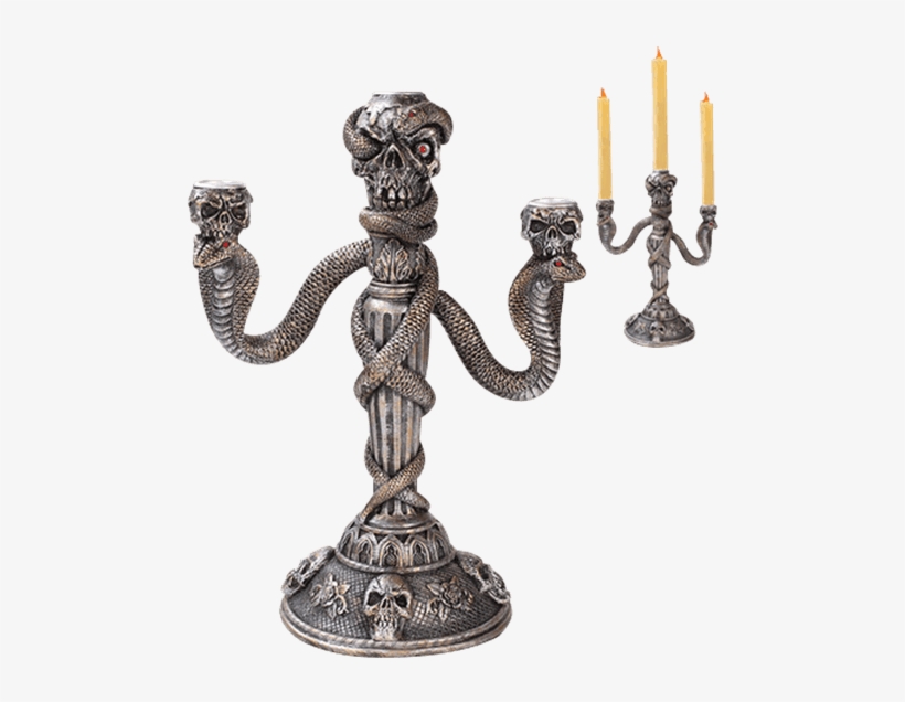 Snake And Skull Candelabra - Medieval Fantasy Candle Holder, transparent png #5905923