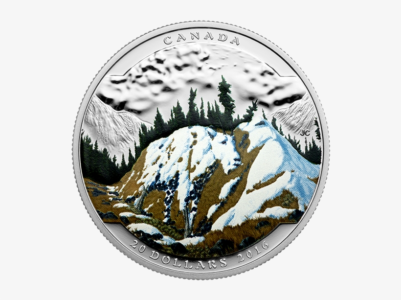Fine Silver Coloured Coin Landscape Illusion - Mountain Goat, transparent png #5906190