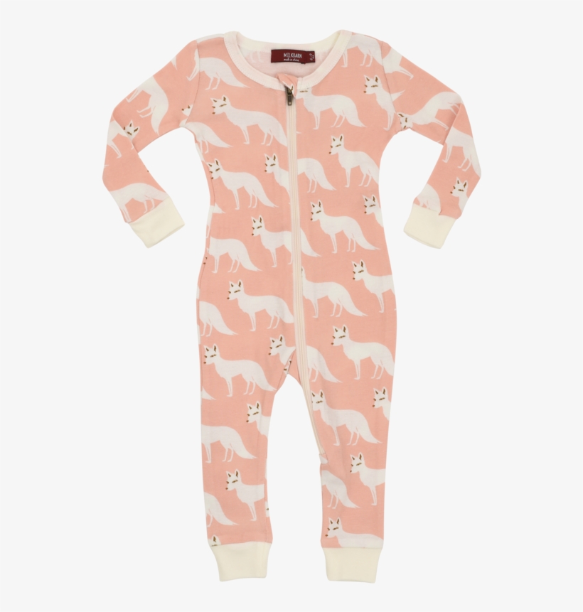 Pink Fox Zipper Pajama - Pajamas, transparent png #5908142