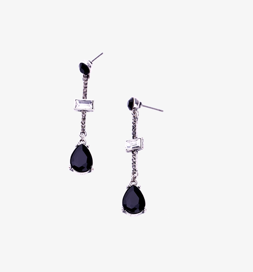 Dripping Black Gems With Diamond Earrings, transparent png #5908858