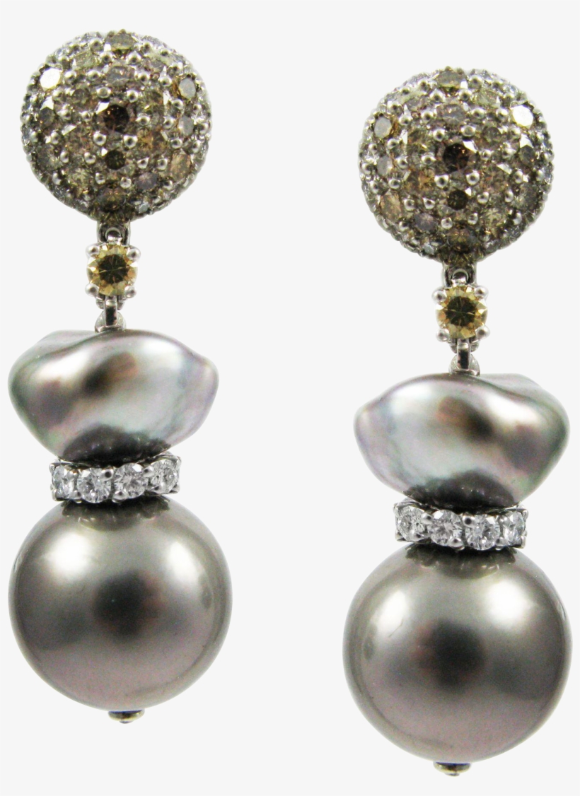 Platinum Kurt Wayne Tahitian Pearl And Diamond Earring, transparent png #5909188