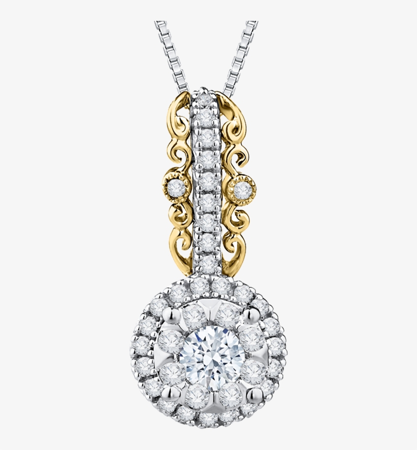 14k Two-tone Gold 3/8 Ct Diamond Lecirque Fashion Pendant - Locket, transparent png #5909324