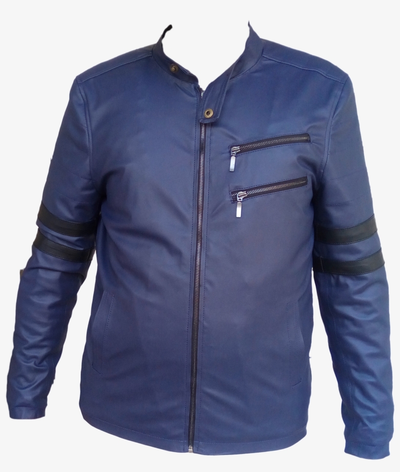 Men Pu Leather High Street Jacket Blue - Bicast Leather, transparent png #5911364