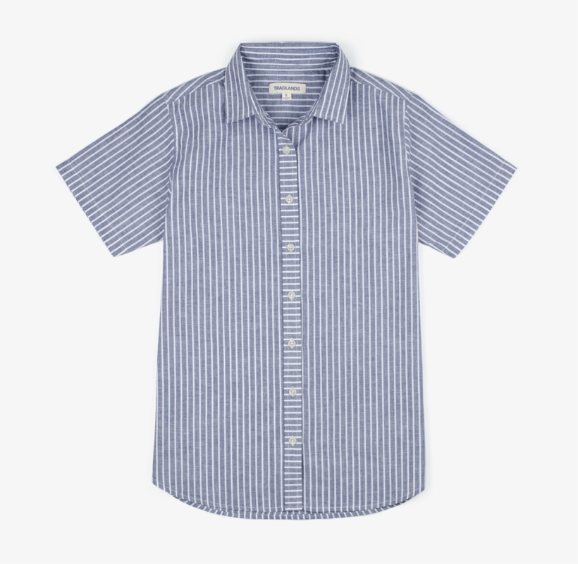 105 Classic Striped Shirt Navy - Button, transparent png #5911750