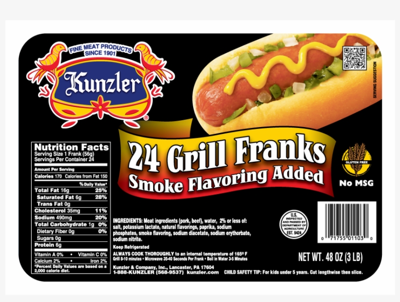 Kunzler Jumbo Franks 3 Lb 2 Pack, transparent png #5914089