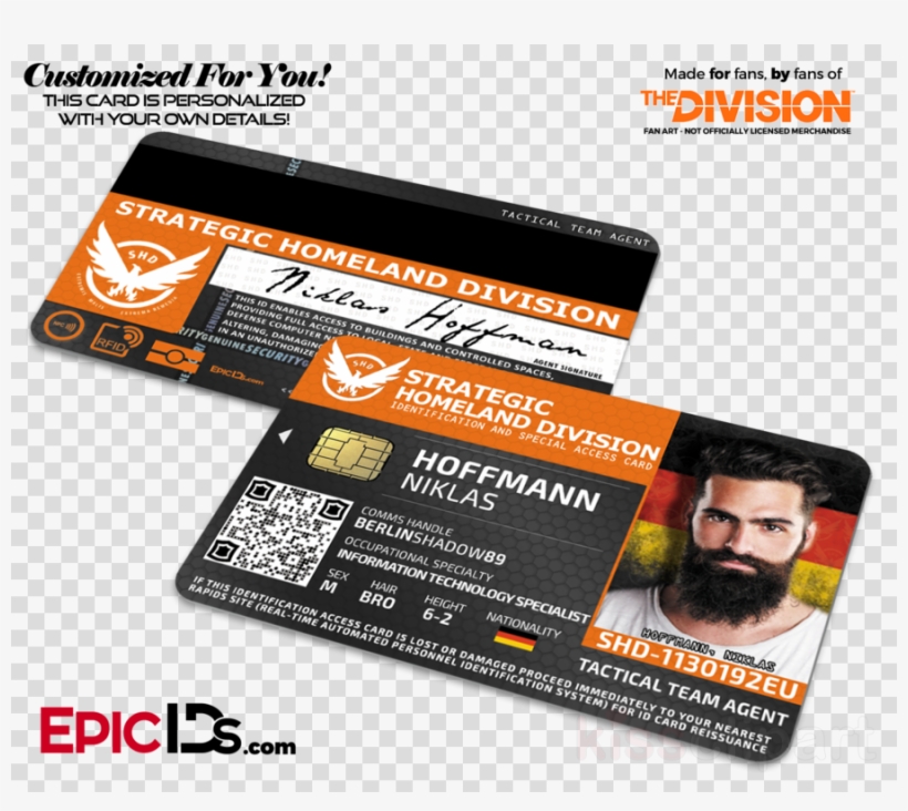Shd The Division Clipart Tom Clancy's The Division - Shaun Of The Dead Foree Electric Name Badge W Bar Pin, transparent png #5914634