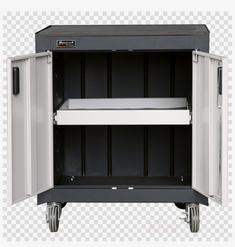 Homak Gs04002270 Steel 2 Door Mobile Cabinet With Gliding - Refrigerator, transparent png #5919445